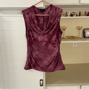 Vintage Plum Sleeveless Cowl-neck Blouse
